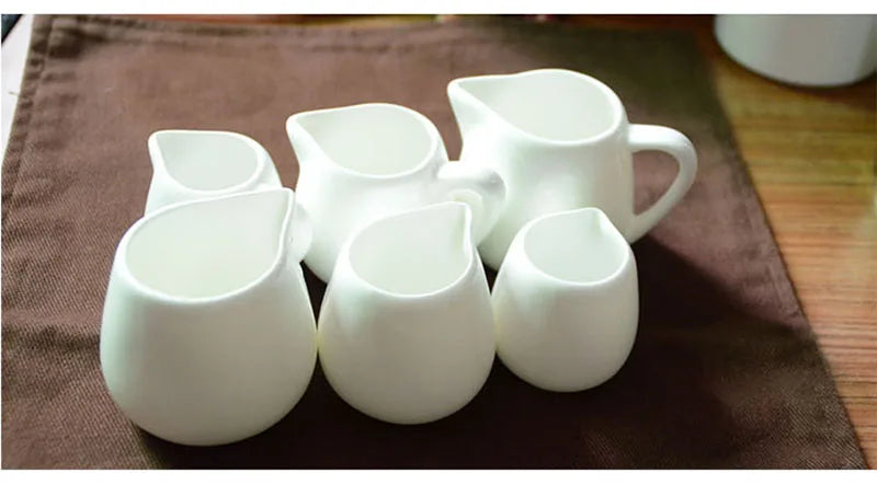 Cafe Coffee Maker Accessories White Ceramic Milk Jug For Kitchen Afternoon Tea Milk Frothing Jug Pitcher Cup Coffeeware
