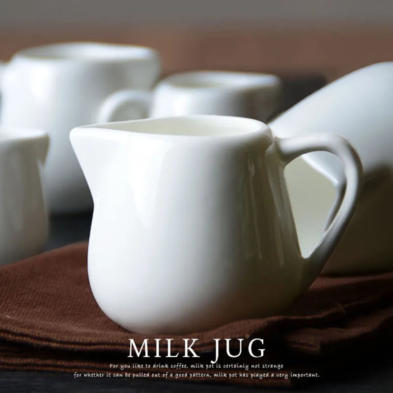 Cafe Coffee Maker Accessories White Ceramic Milk Jug For Kitchen Afternoon Tea Milk Frothing Jug Pitcher Cup Coffeeware