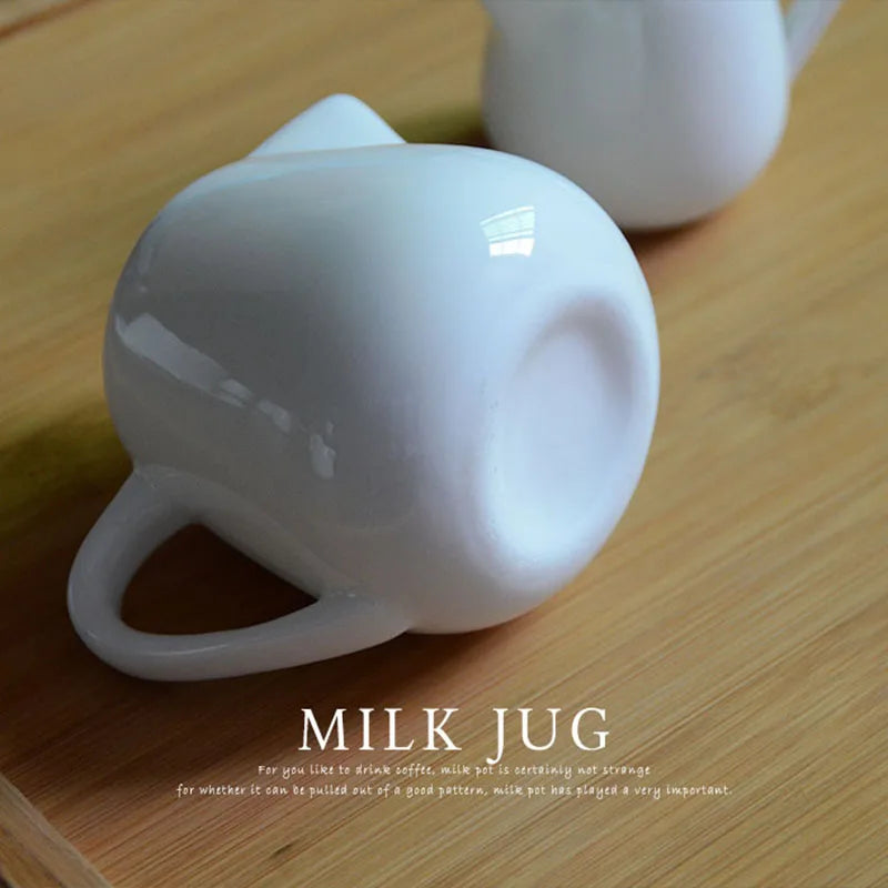 Cafe Coffee Maker Accessories White Ceramic Milk Jug For Kitchen Afternoon Tea Milk Frothing Jug Pitcher Cup Coffeeware