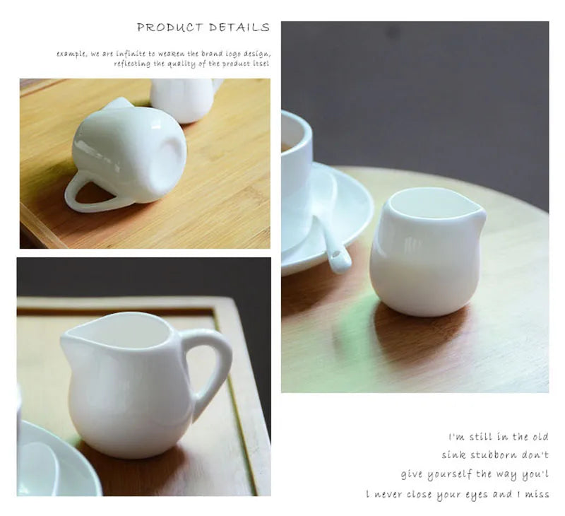 Cafe Coffee Maker Accessories White Ceramic Milk Jug For Kitchen Afternoon Tea Milk Frothing Jug Pitcher Cup Coffeeware