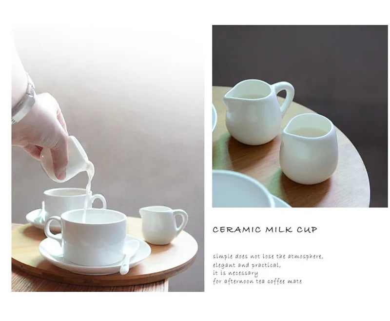 Cafe Coffee Maker Accessories White Ceramic Milk Jug For Kitchen Afternoon Tea Milk Frothing Jug Pitcher Cup Coffeeware