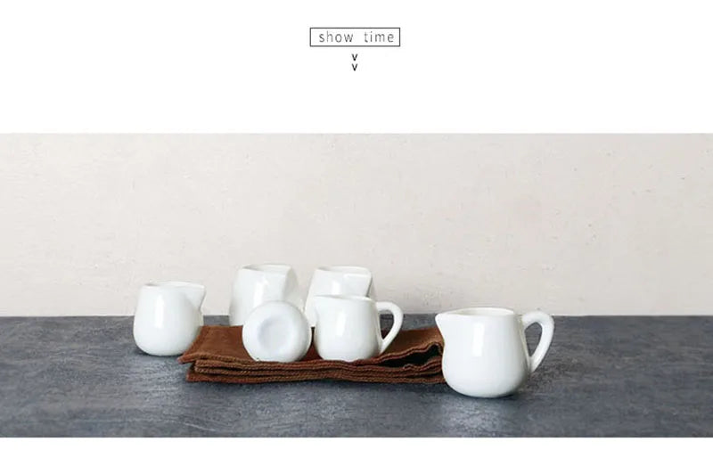 Cafe Coffee Maker Accessories White Ceramic Milk Jug For Kitchen Afternoon Tea Milk Frothing Jug Pitcher Cup Coffeeware
