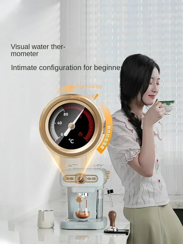 220V retro Italian coffee machine, household small fully semi-automatic concentrated American integrated milk foam machine C