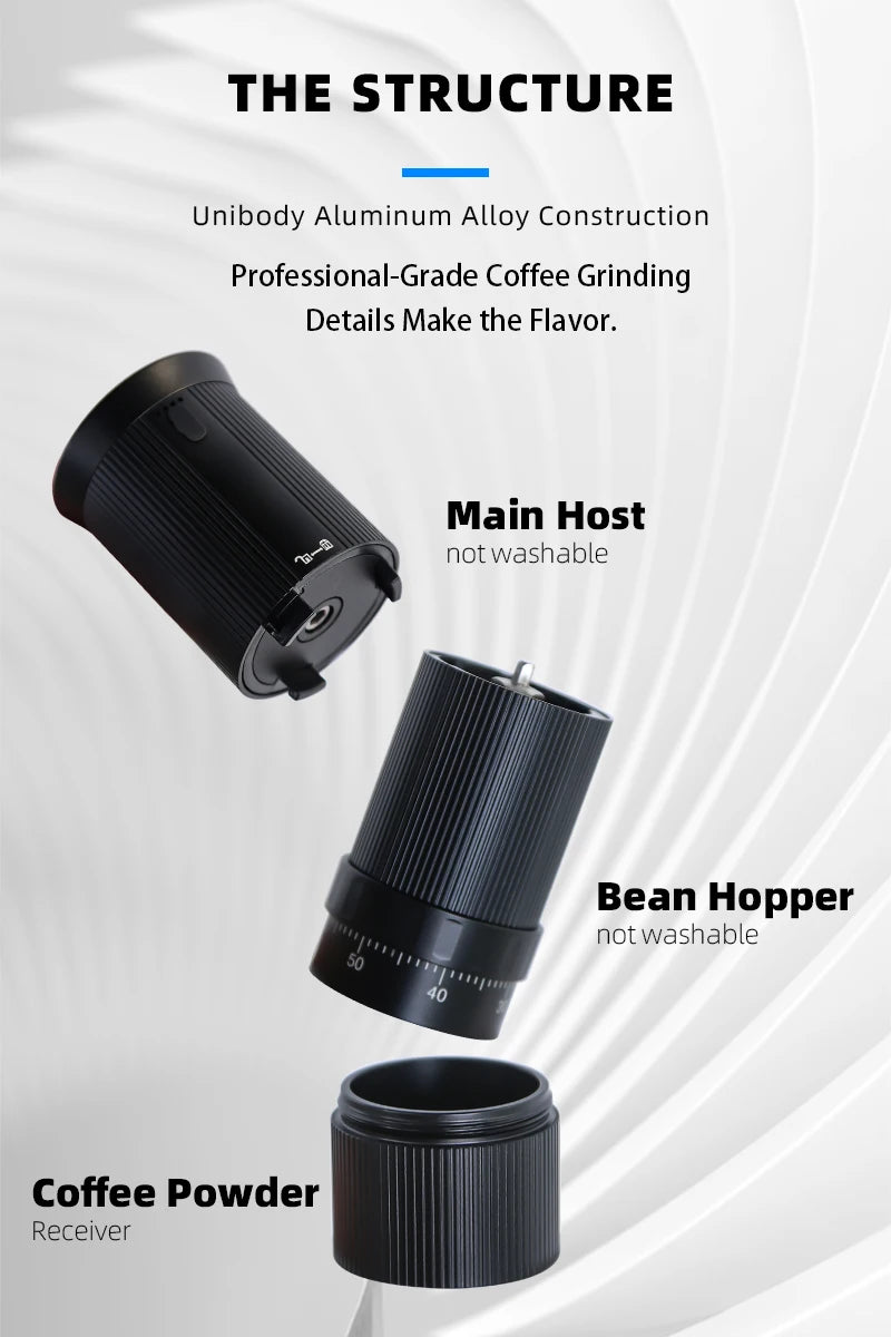 New Rechargeable Auto Espresso Barista CNC Conical Burr Coffee Bean Grinder Machine