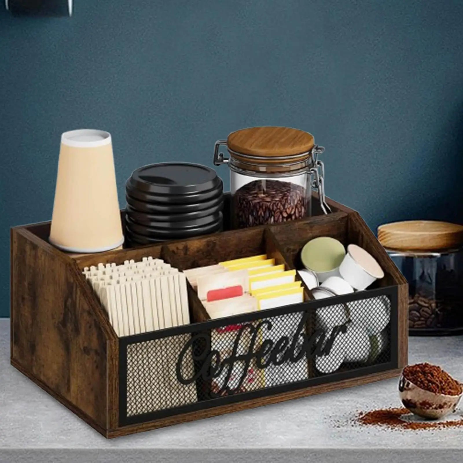 Coffee Station Organizer Multifunction Bar Accessories Coffee Capsule Holder Desktop for Office Party Dorm Living Room Syrup