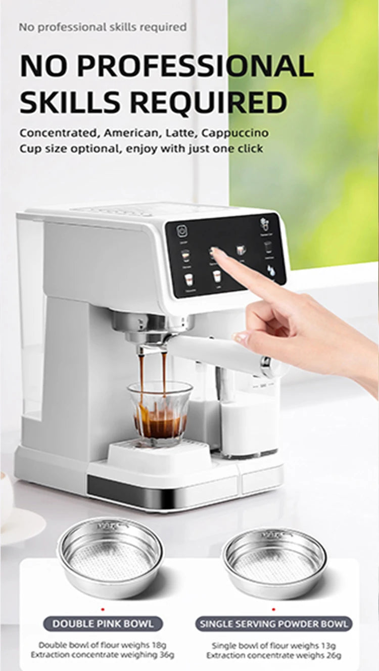Italian Espresso Machine Household High-pressure Automatic Milk Foam Making Intelligent Color Screen Integrated Coffee Machine