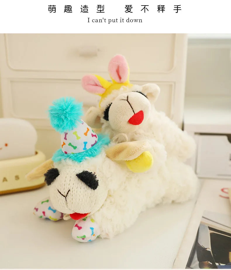 Plush Dog Toys With Squeaky Lamb Anime Lying Sheep Alpaca Plush Stuffed Interactive Toys For Dog Pet Toy Supplies