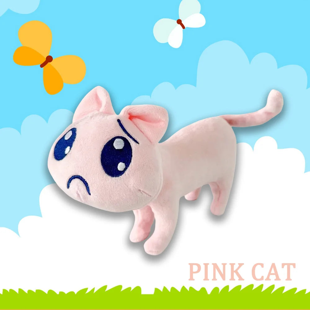New Cartoon Pink Sad Cat Plush Toys Kawaii Mini Unhappy Cat Animals Plush Doll Cute Big Eyes Cat Stuffed Doll Plushie Party Gift