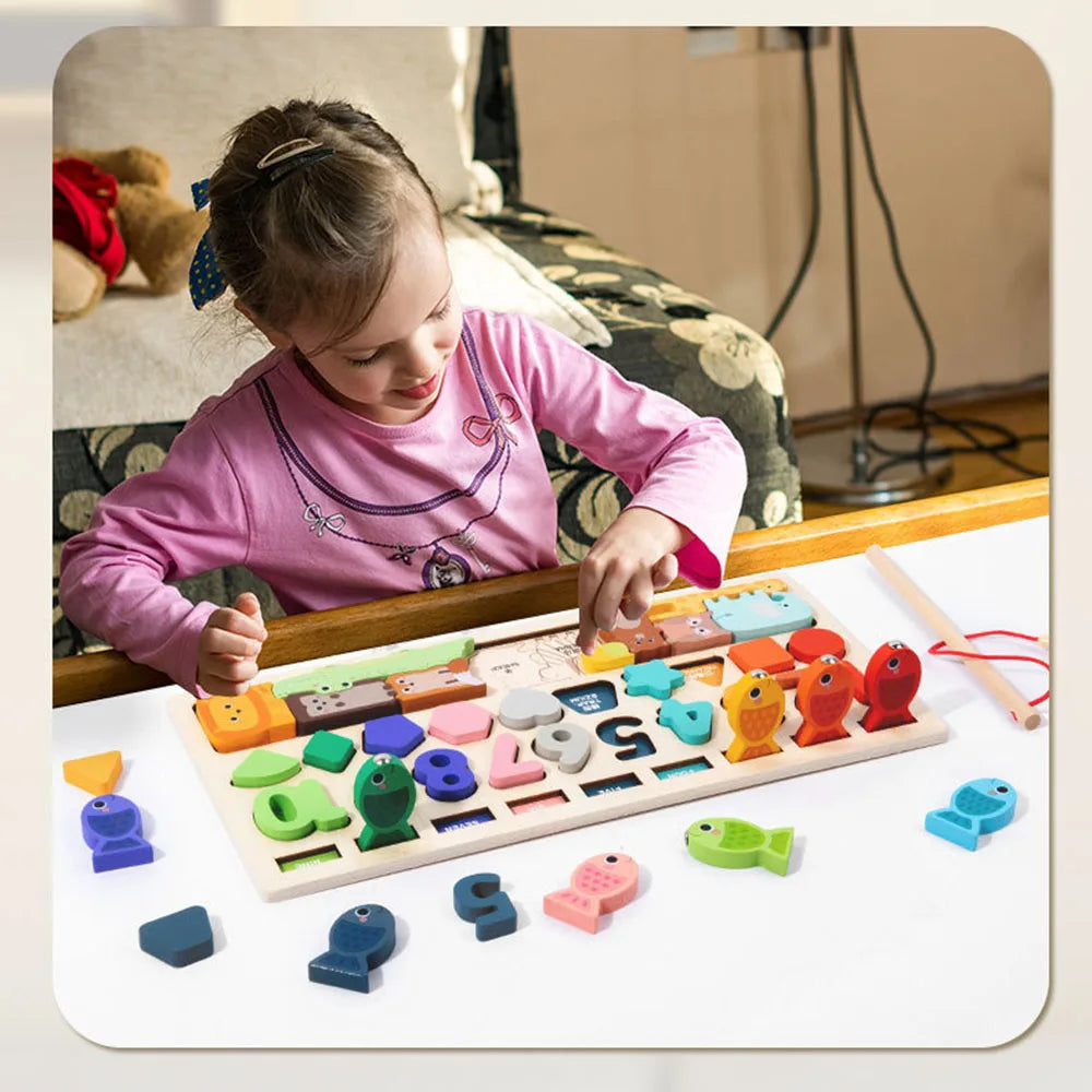 Montessori Wooden Toys Kids Busy Board Shape & Number Matching Digital Shape Educational Toys For Children Gifts