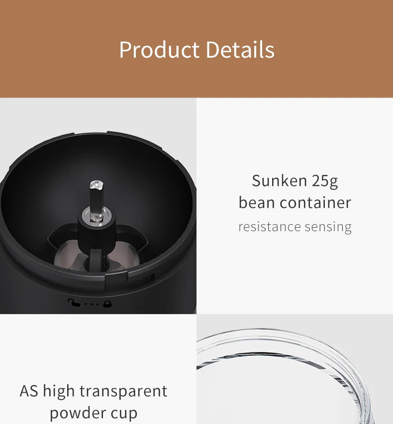 New Portable USB Electric Coffee Bean Grinder 40 Gears External Adjustable Rechargeable Grinders Household Mini Coffee Machine