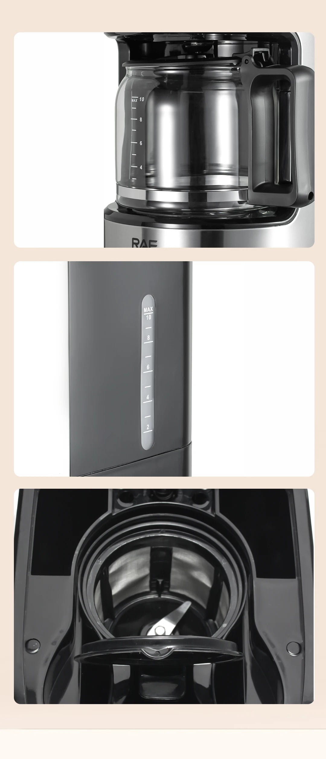 2-in-1 Drip Coffee Machine for Ground & Beans Home Coffee Maker with Digital Display And Warm Function