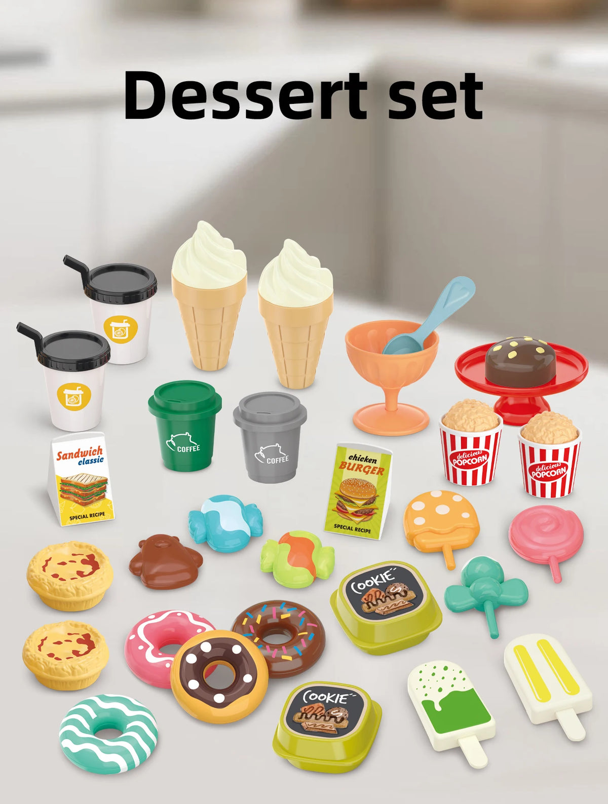 Children's toys: Pretend play, barbecue, fast food, pizza, sushi, afternoon tea, desserts, kitchen food, toy sets