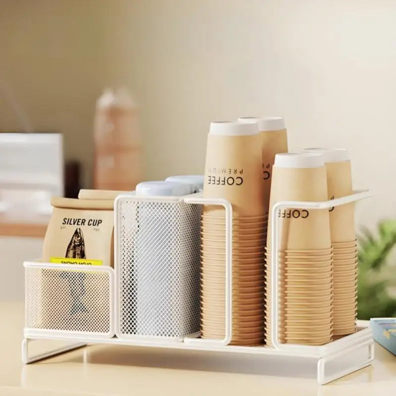 1Pcs Coffee Tea Condiment Accessories Holder Multifunction Disposable Coffee Cup Holder Organizer For Kitchen Office Break Room