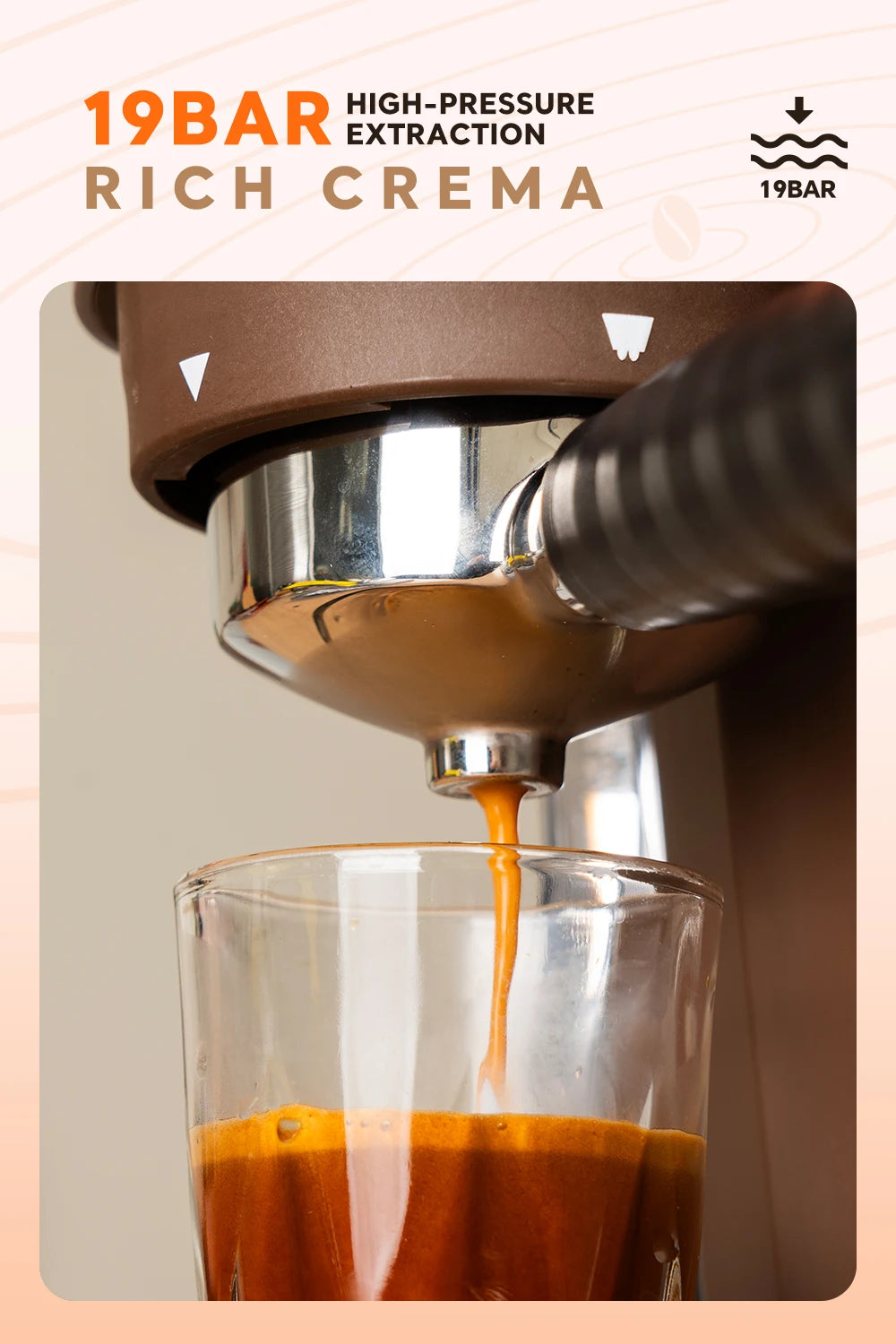 iCafilas Coffee Maker 19 Bar Semi Automatic Extraction Espresso Coffee Machine with Grinder Built In Steam milk coffee machine