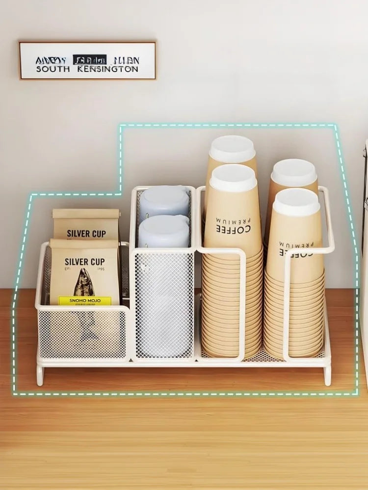 1Pcs Coffee Tea Condiment Accessories Holder Multifunction Disposable Coffee Cup Holder Organizer For Kitchen Office Break Room