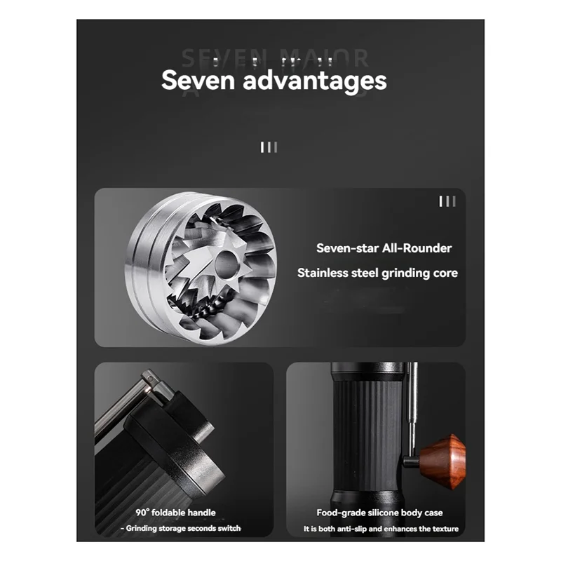 B82B-Coffee Bean Grinder,CNC Fine Steel Grinding Core, Hand-Cranked Portable Folding Coffee Mill