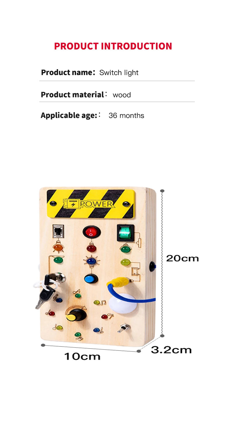 Kids Early Education Toys Electronic Led Light Baby Wooden Sensory Busy Board Montessori  For Toddler Christmas Gifts