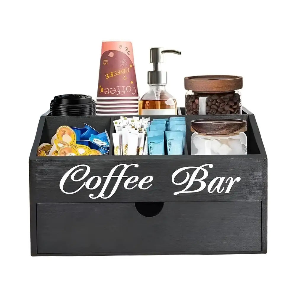 Coffee Tea Holder Basket Countertop Coffee Bar Accessories Wood Coffee Pods Holder Storage Basket for Offices Coffee Bar