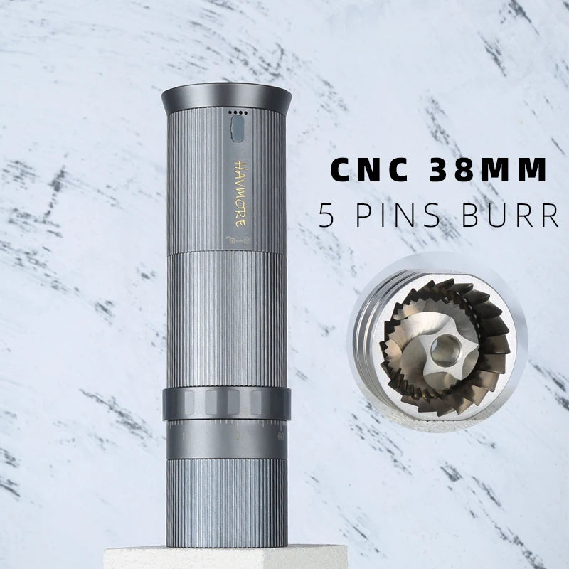 New Rechargeable Auto Espresso Barista CNC Conical Burr Coffee Bean Grinder Machine