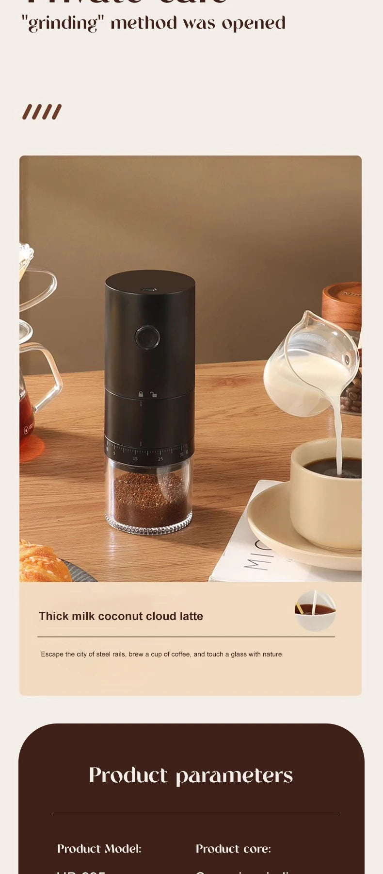 2025 Electric Coffee Bean Grinder Rechargeable Automatic Grinder Portable Coffee Grinder with ceramic core