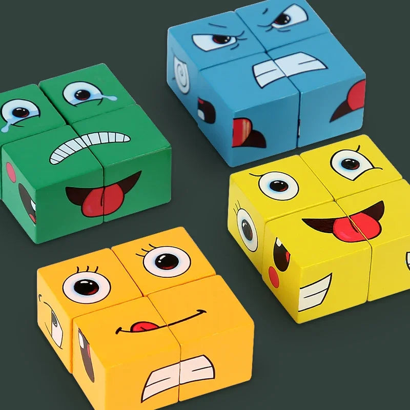 Kids Educational Toys Emotion Change Blocks Expressions Puzzles Children  Cube Games Early Learning Montessori Geometry Face