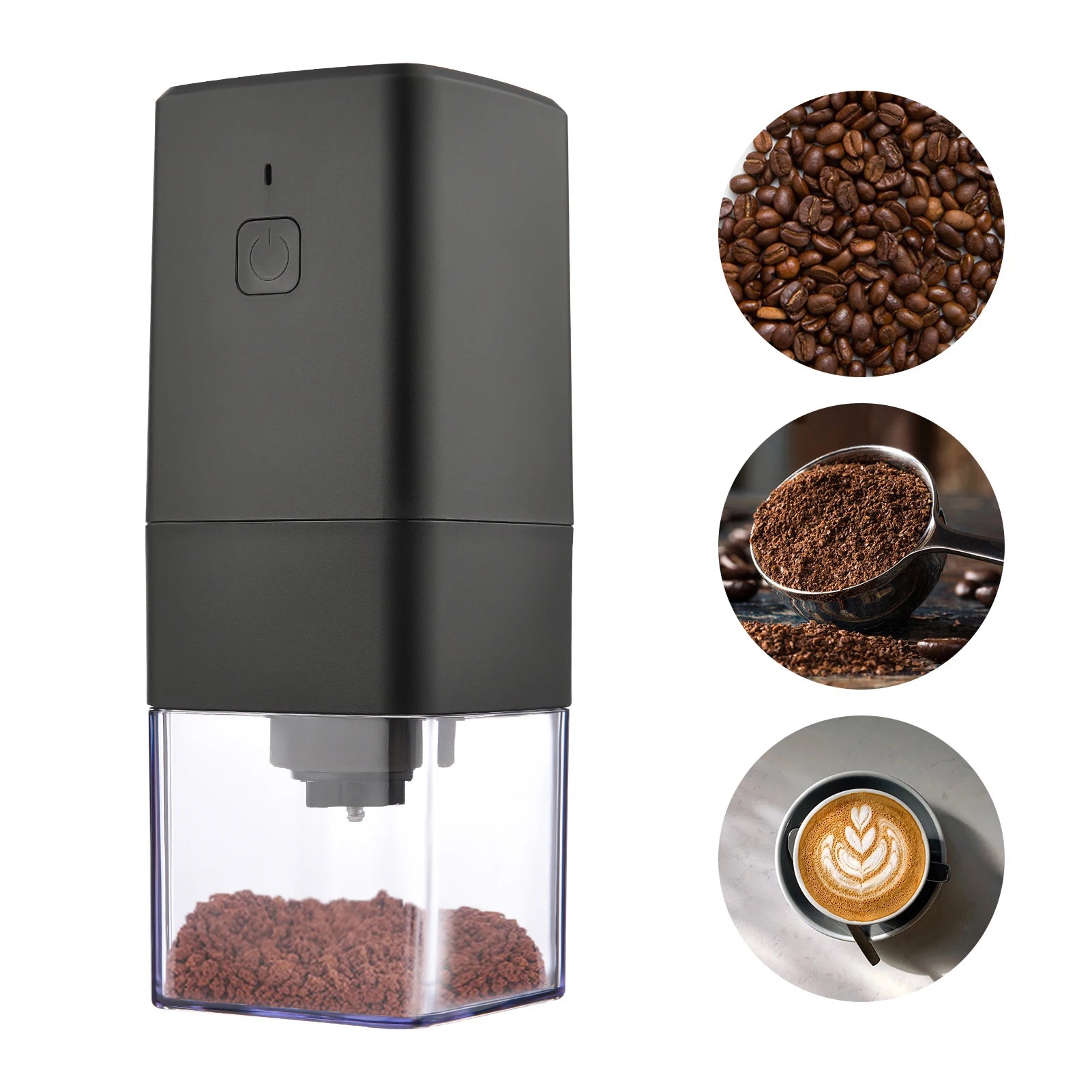 Portable Mini Electric Burr Coffee Grinder with Adjustable Coarse Fine Grinding Removable Chamber for Home Travel Office Coffee