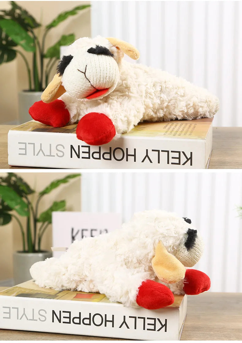 Plush Dog Toys With Squeaky Lamb Anime Lying Sheep Alpaca Plush Stuffed Interactive Toys For Dog Pet Toy Supplies