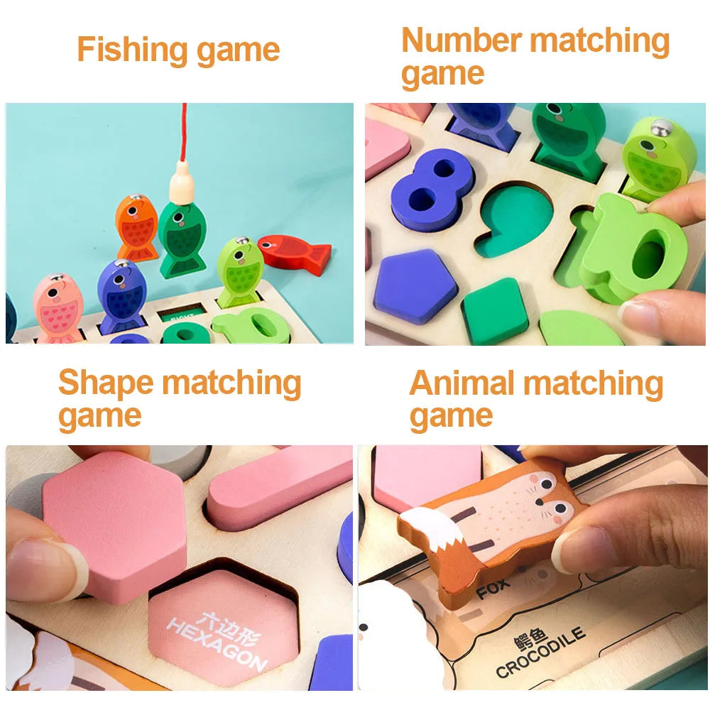 Montessori Wooden Toys Kids Busy Board Shape & Number Matching Digital Shape Educational Toys For Children Gifts