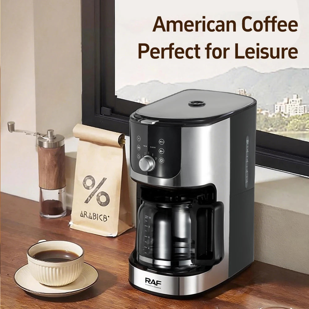 2-in-1 Drip Coffee Machine for Ground & Beans Home Coffee Maker with Digital Display And Warm Function