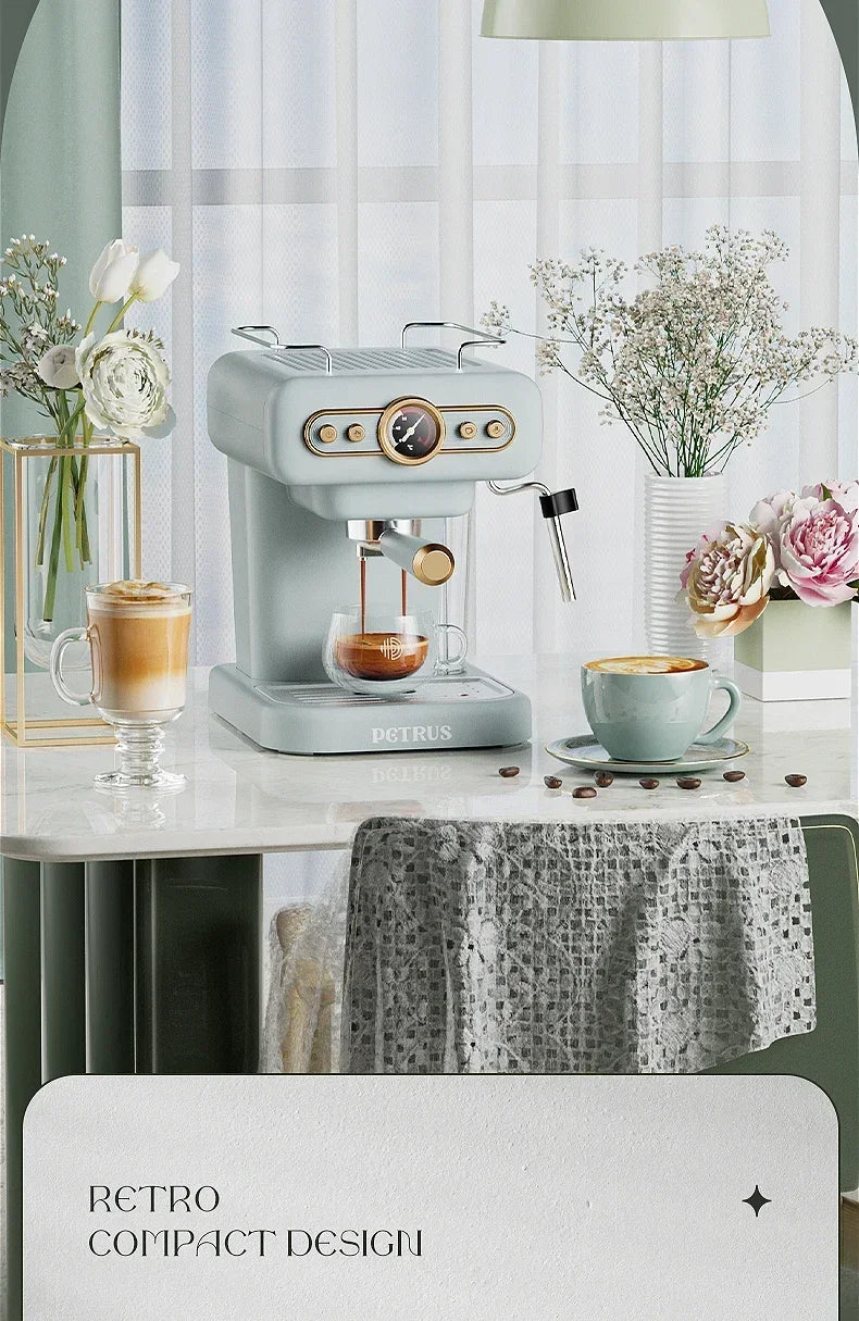 220V retro Italian coffee machine, household small fully semi-automatic concentrated American integrated milk foam machine C