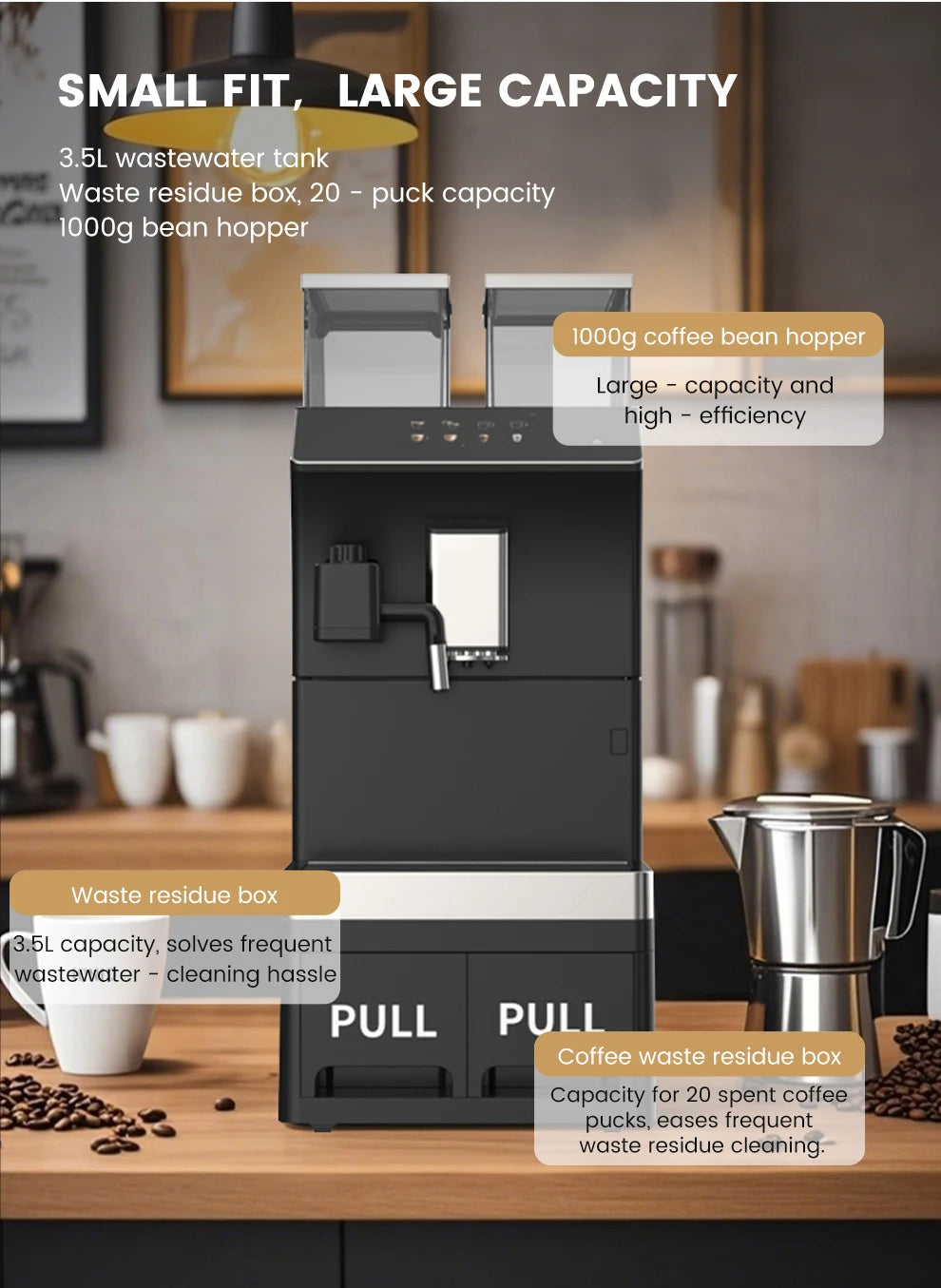 Mcilpoog  WS101+3 Business super automatic coffee machine Touch screen to quickly make coffee with one touch