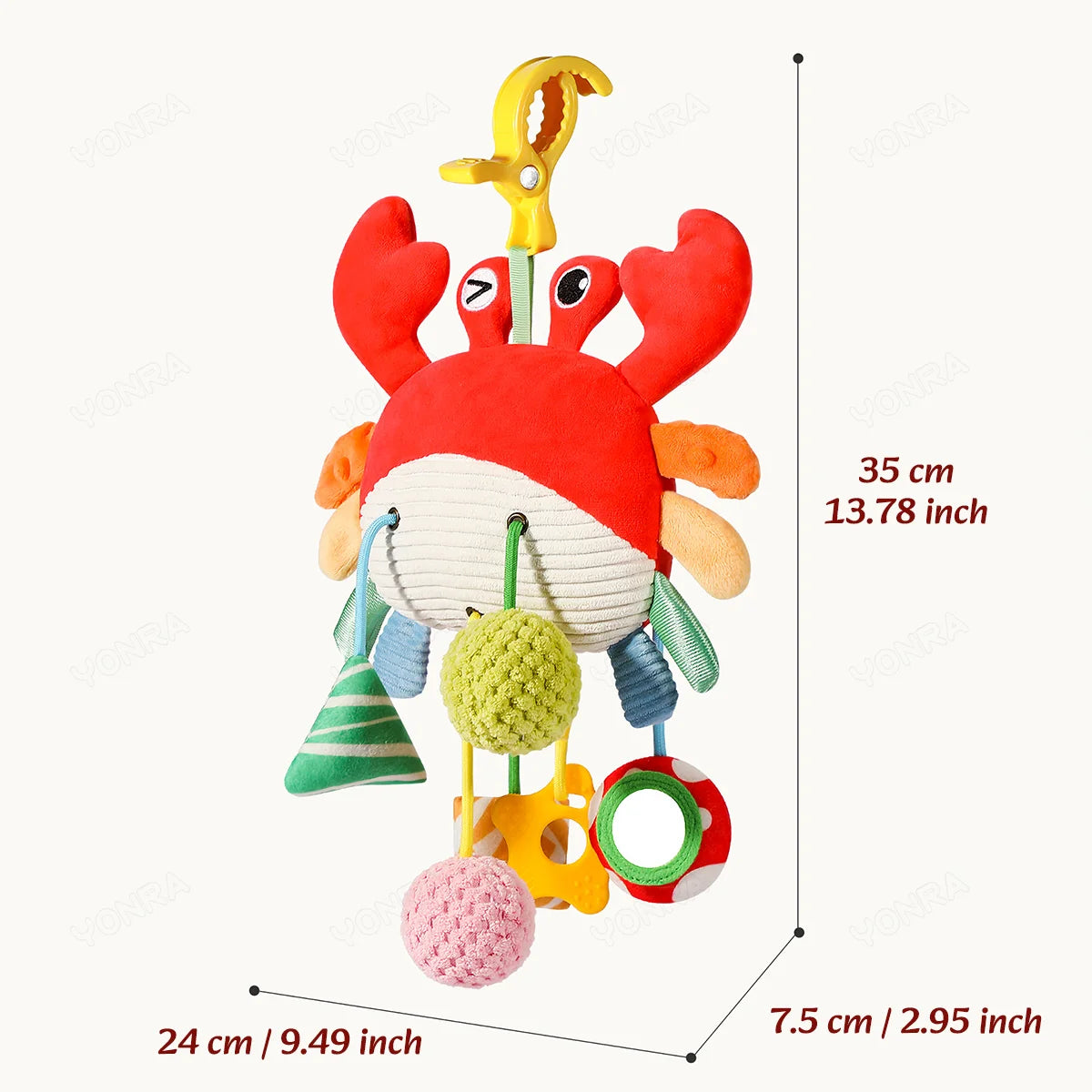 Plush Pull String Sensory Toys with Rattle Montessori Toys for Babies Toddlers Mobiles for Cribs Birthday Gifts Travel Toys