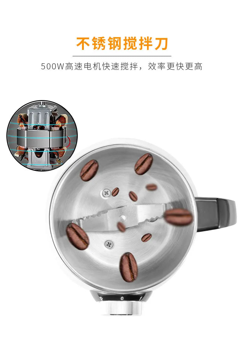 220V 500W Electric Coffee Grinder Electric Kitchen Cereals Nuts Bean Spices Grains Grinder Household Office Mixer Coffee Grinder