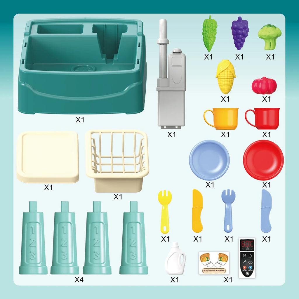 Children's Play At Home Toys Early Education Kitchen Simulation Electric Dishwashing Table Water Outlet Vegetable Washing Toys