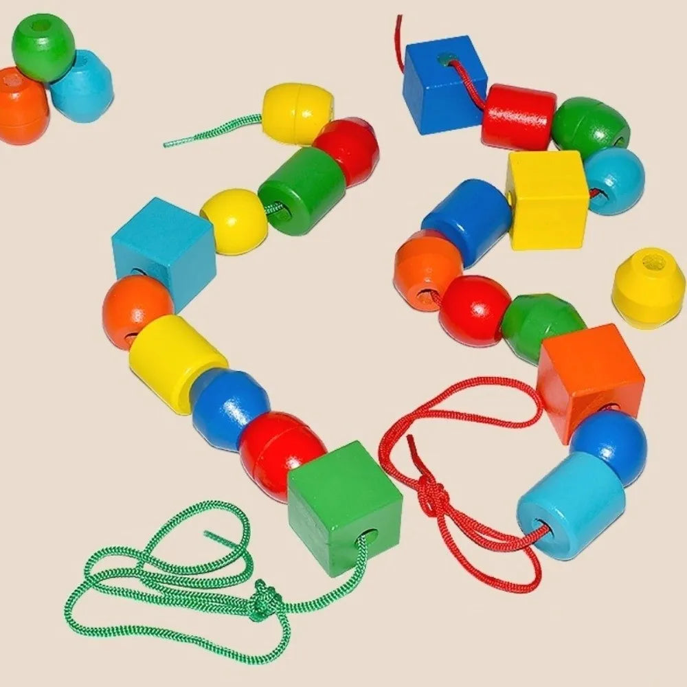 Colorful Wooden Toys Wooden Material Beaded Design Early Educational Toys Matching Game Funny Color Cognition Home Education