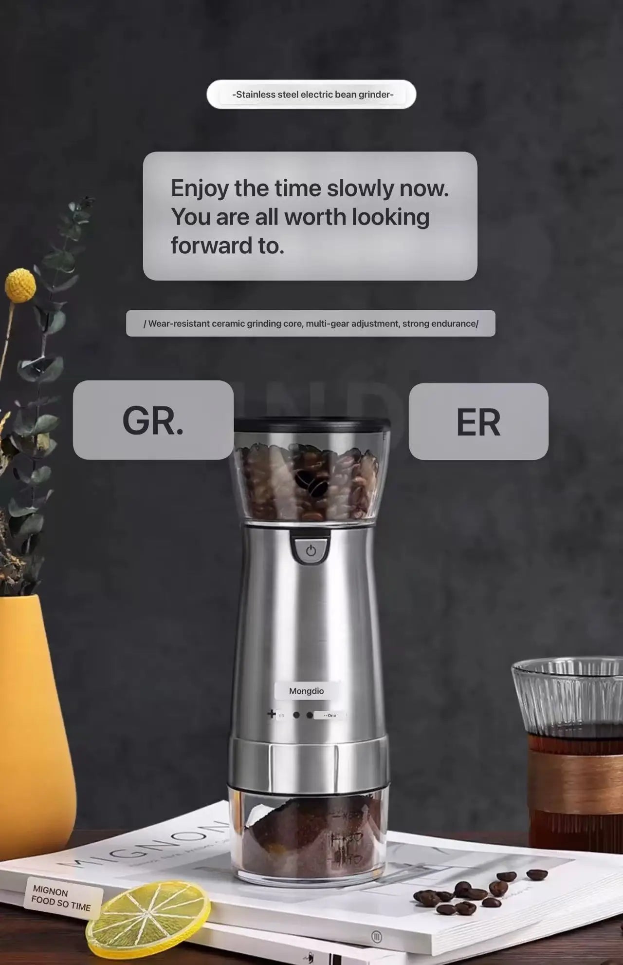 Electric grinder, coffee grinder, household small portable automatic coffee grinder, manual grinder