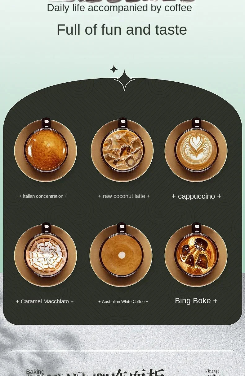 220V retro Italian coffee machine, household small fully semi-automatic concentrated American integrated milk foam machine C