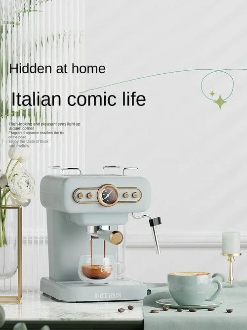 220V retro Italian coffee machine, household small fully semi-automatic concentrated American integrated milk foam machine C