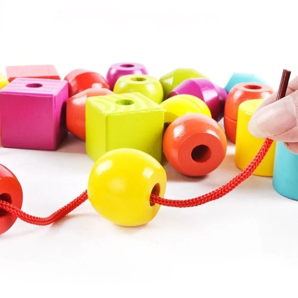 Colorful Wooden Toys Wooden Material Beaded Design Early Educational Toys Matching Game Funny Color Cognition Home Education