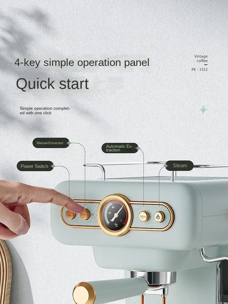 220V retro Italian coffee machine, household small fully semi-automatic concentrated American integrated milk foam machine C