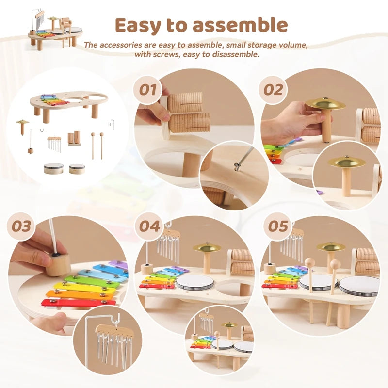 Baby Educational Toys Wooden Aeolian Bells Montessori Children's Musical Toys Xylophone Newborn Birthday Gifts Music Table Toys