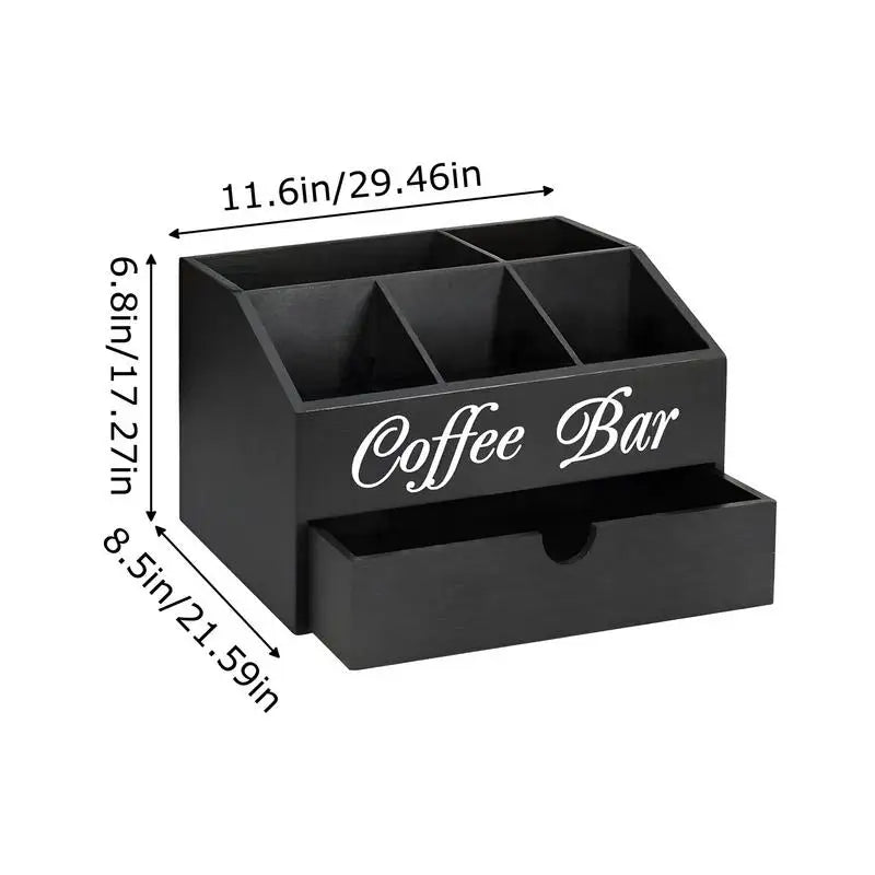 Coffee Tea Holder Basket Countertop Coffee Bar Accessories Wood Coffee Pods Holder Storage Basket for Offices Coffee Bar