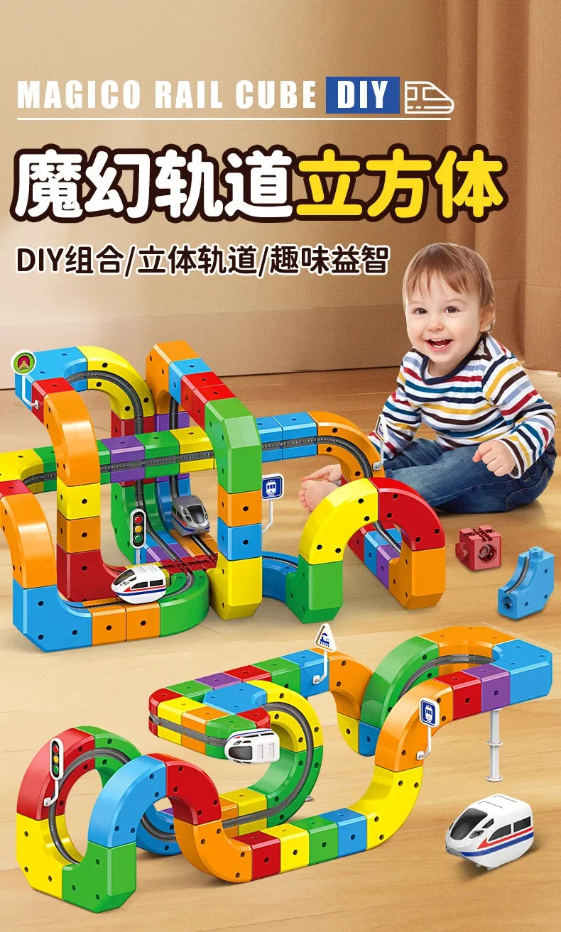 Educational Toys  Latest Assembly Magic Track Train Set Children'S Toys Non-Remote Control Rail Car Gift Box