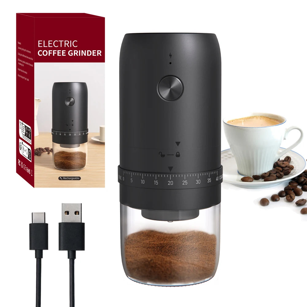 New Portable USB Electric Coffee Bean Grinder 40 Gears External Adjustable Rechargeable Grinders Household Mini Coffee Machine