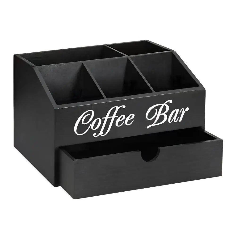 Coffee Tea Holder Basket Countertop Coffee Bar Accessories Wood Coffee Pods Holder Storage Basket for Offices Coffee Bar