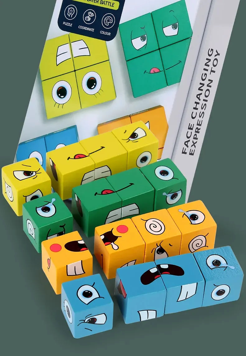 Kids Educational Toys Emotion Change Blocks Expressions Puzzles Children  Cube Games Early Learning Montessori Geometry Face