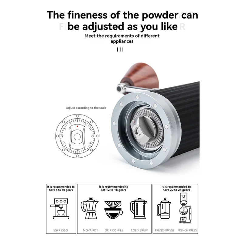 B82B-Coffee Bean Grinder,CNC Fine Steel Grinding Core, Hand-Cranked Portable Folding Coffee Mill