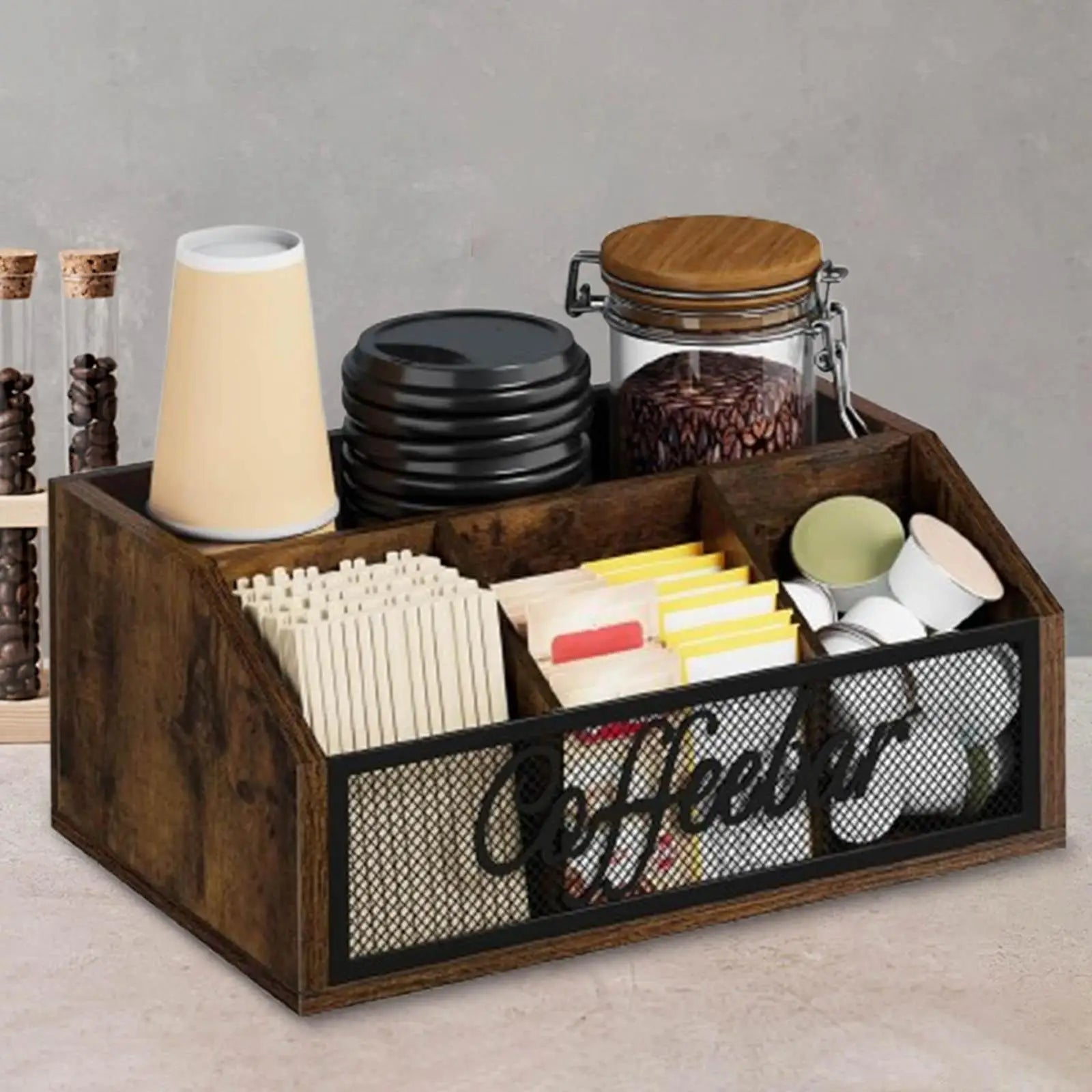 Coffee Station Organizer Multifunction Bar Accessories Coffee Capsule Holder Desktop for Office Party Dorm Living Room Syrup