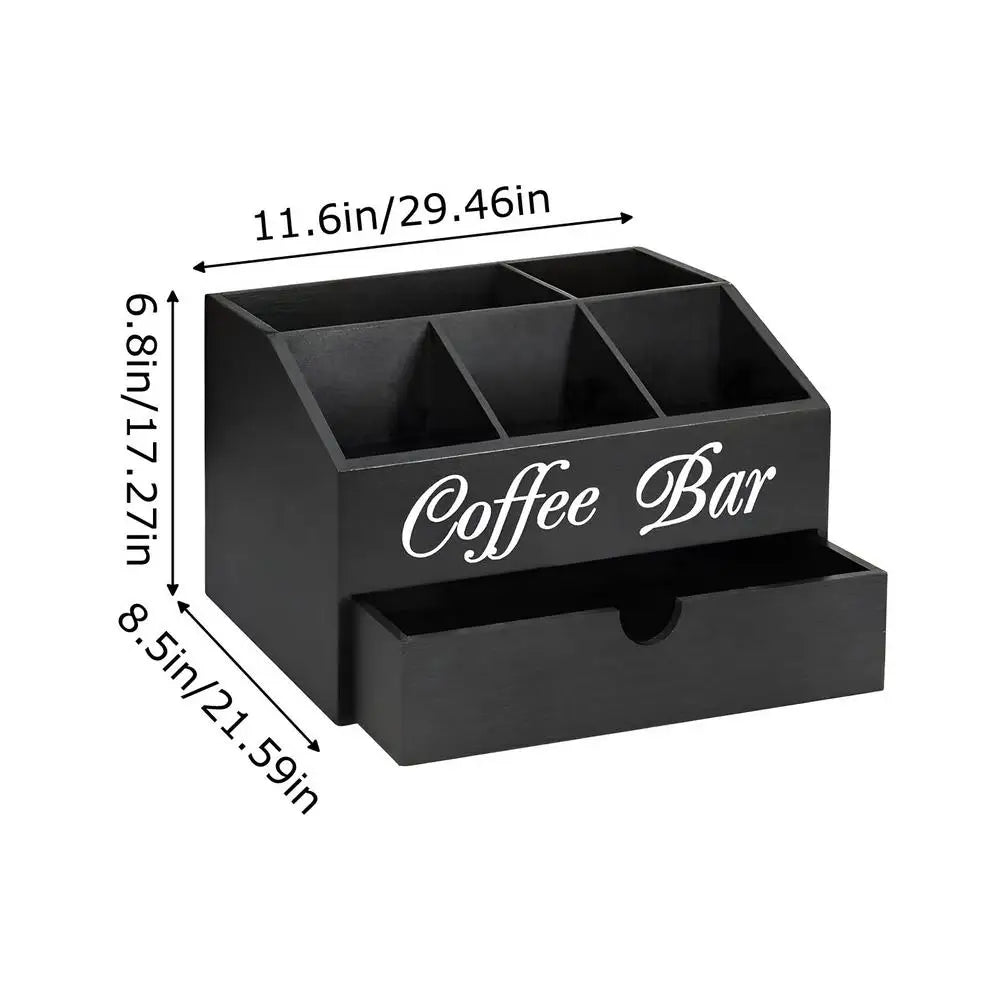 Coffee Tea Holder Basket Countertop Coffee Bar Accessories Wood Coffee Pods Holder Storage Basket for Offices Coffee Bar