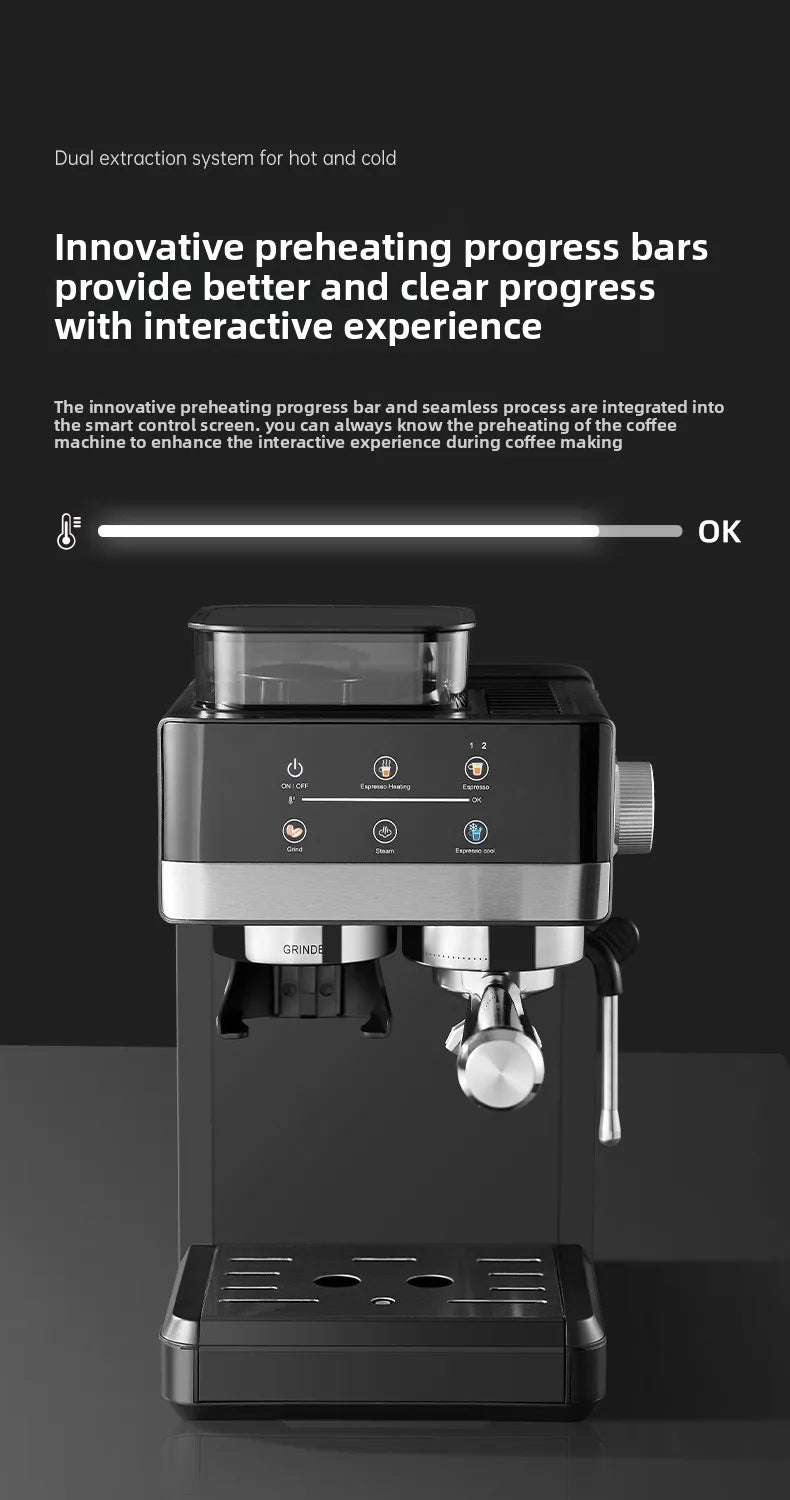 Electric coffee grinder+coffee machine integrated machine|Fully automatic freshly ground coffee beans|Fast grinding for breakfas